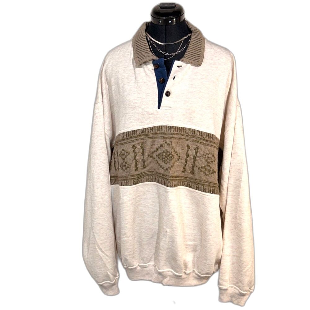 Colorblock Knit Panel Rugby Pullover